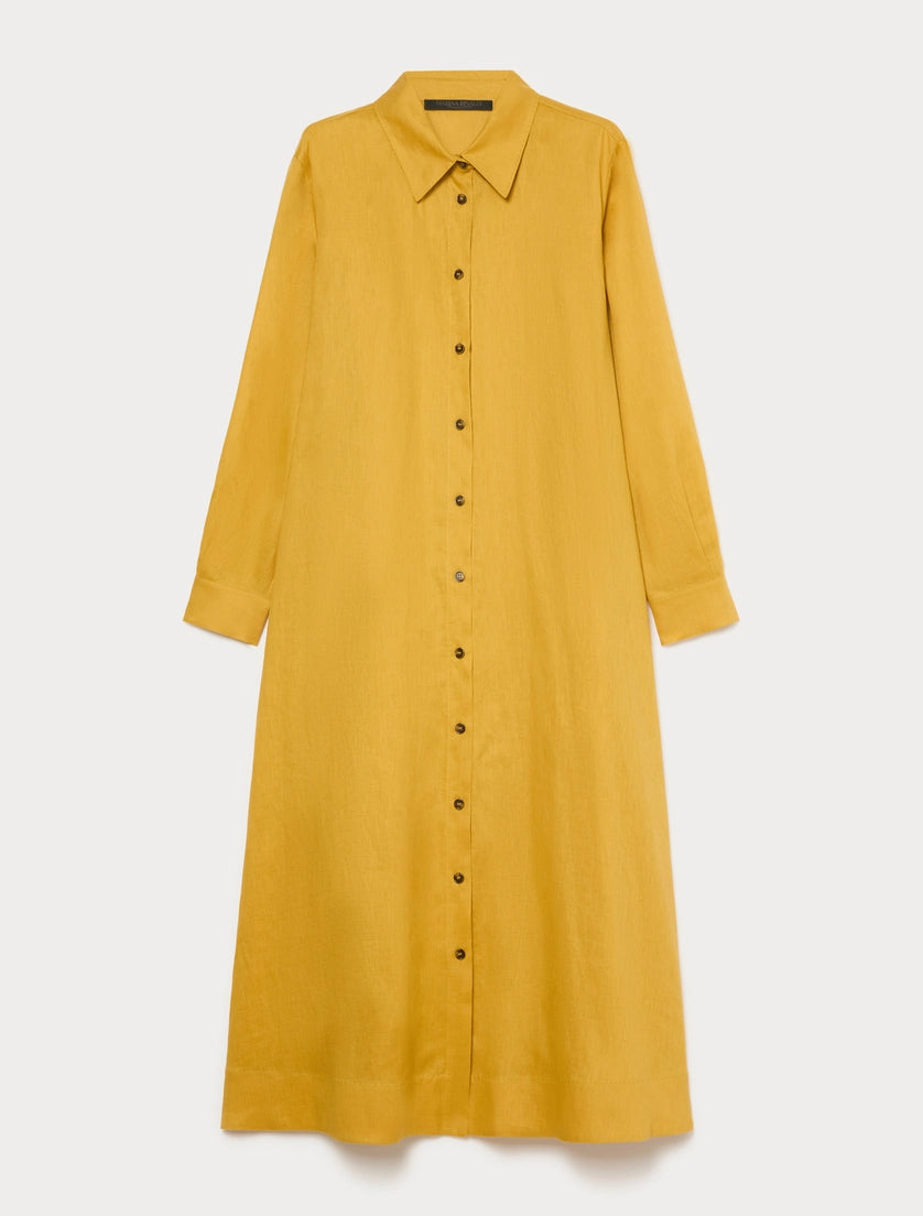 Linen canvas shirt dress