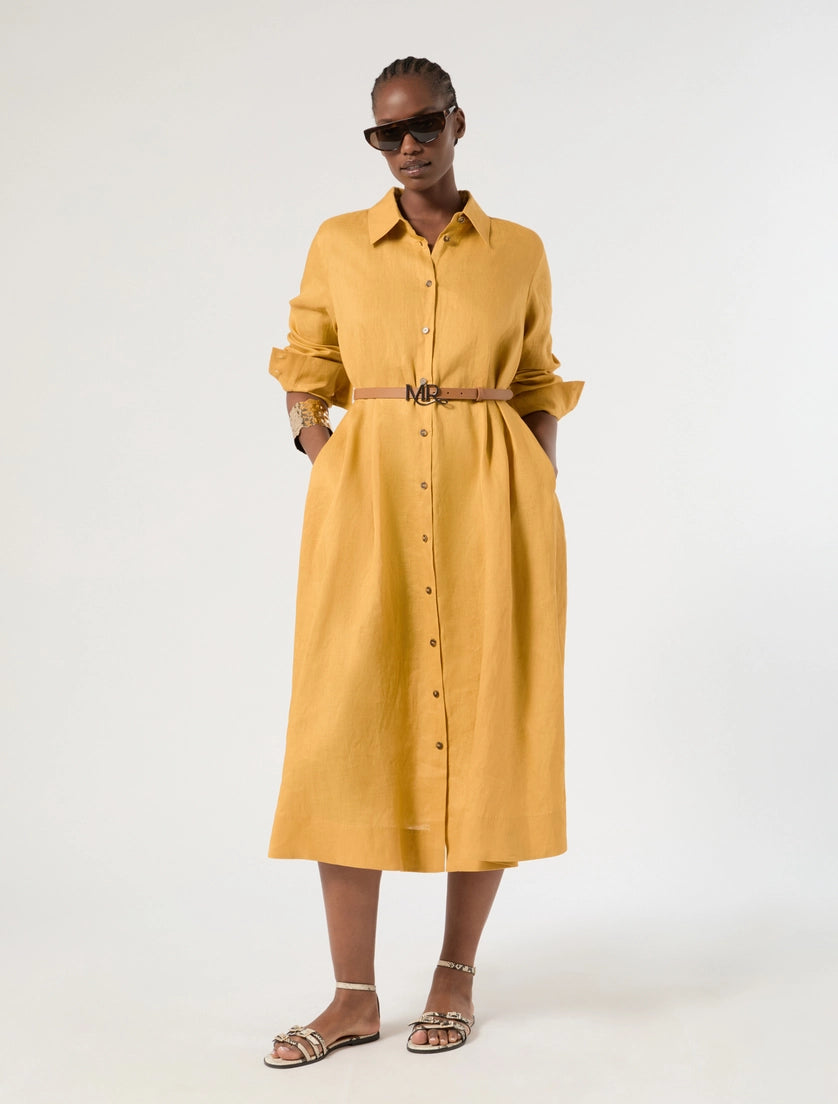 Linen canvas shirt dress