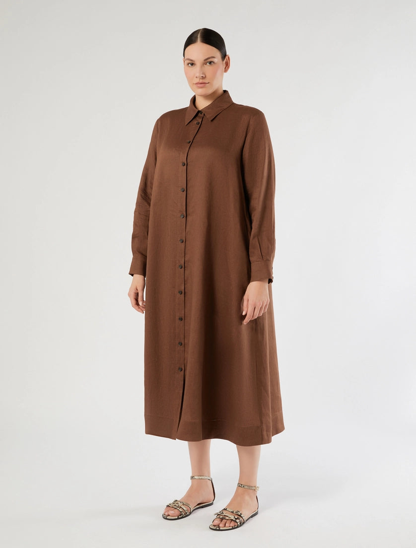 marina rinaldi linen canvas shirt dress for woman