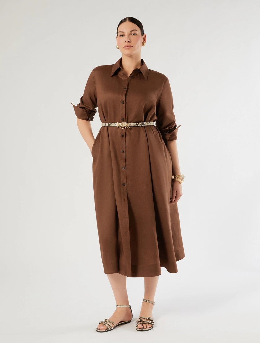 marina rinaldi linen canvas shirt dress for woman