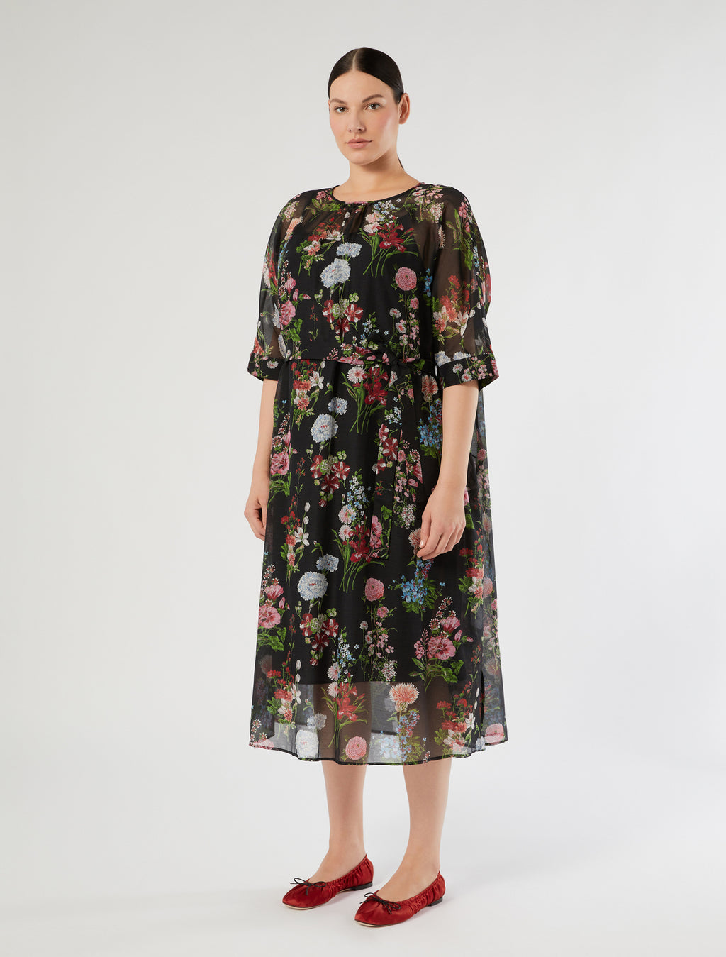 marina rinaldi silk voile dress for woman