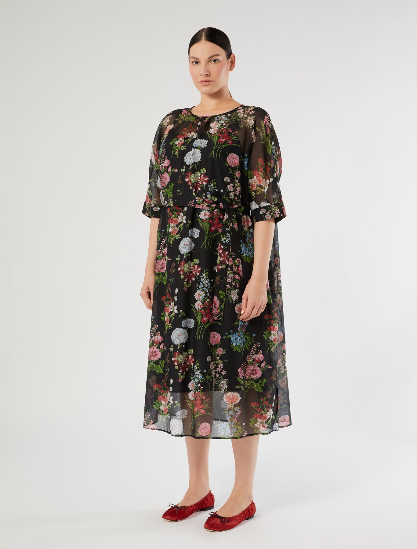 marina rinaldi silk voile dress for woman
