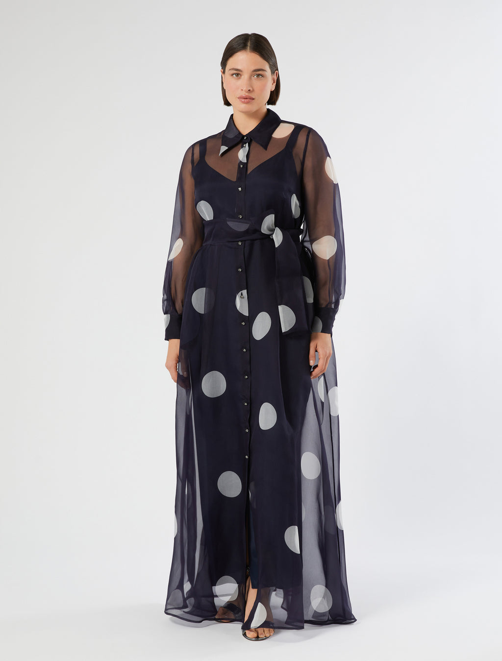 Silk organza shirt dress