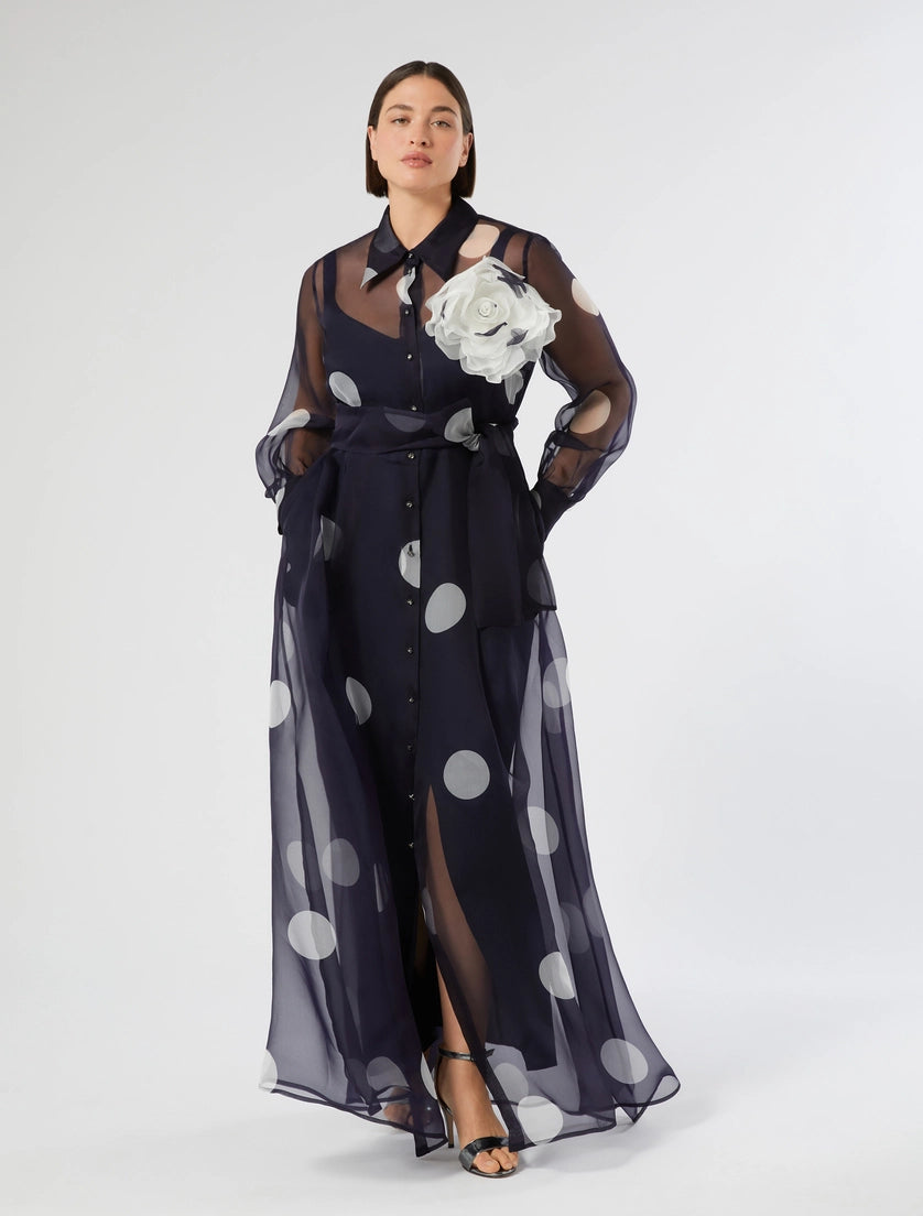 Silk organza shirt dress