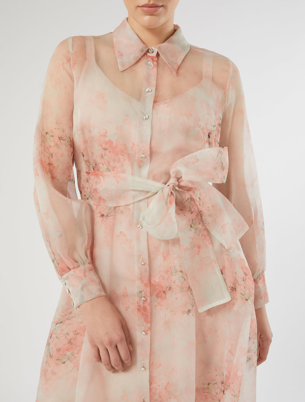 Silk organza shirt dress