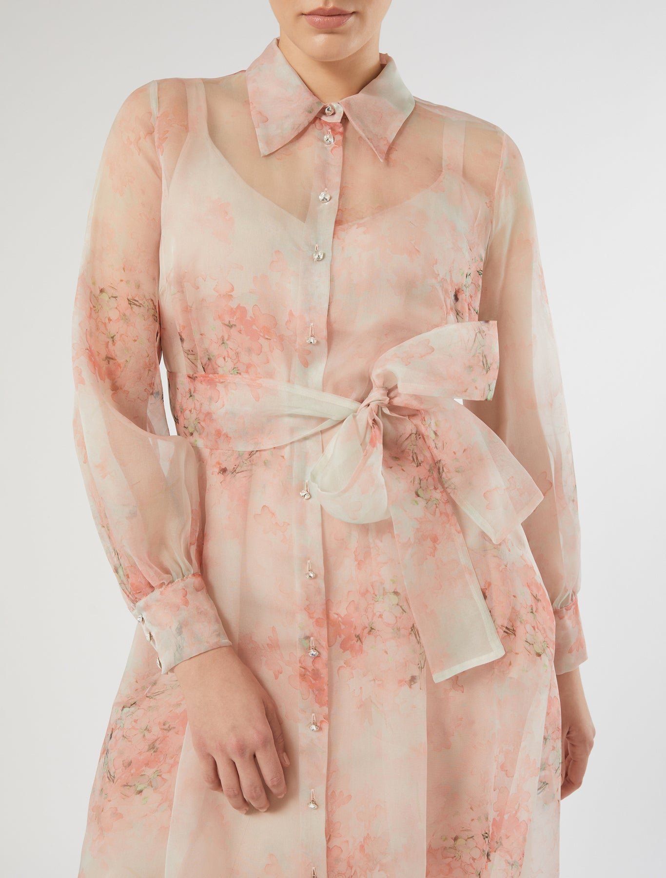 Silk organza shirt dress