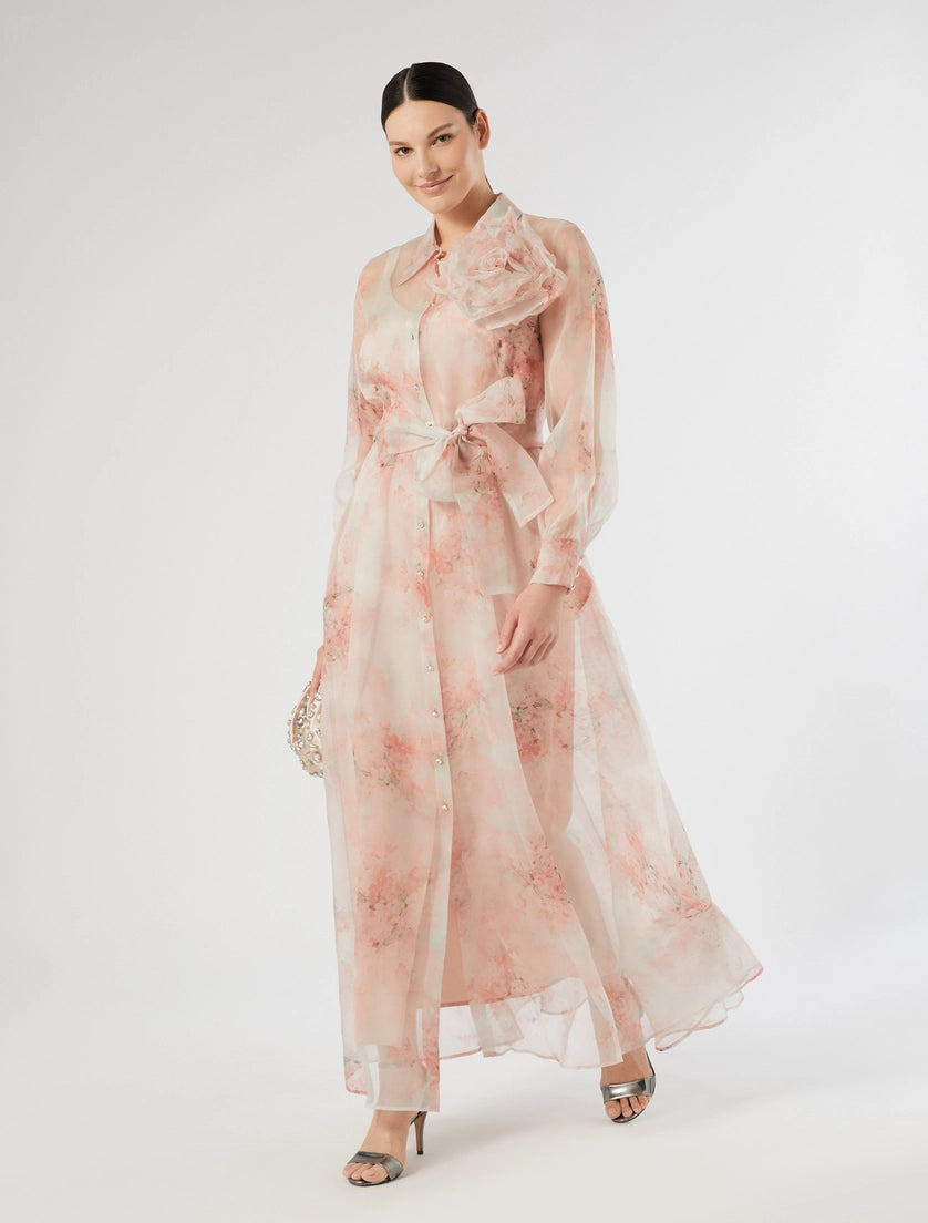 Silk organza shirt dress