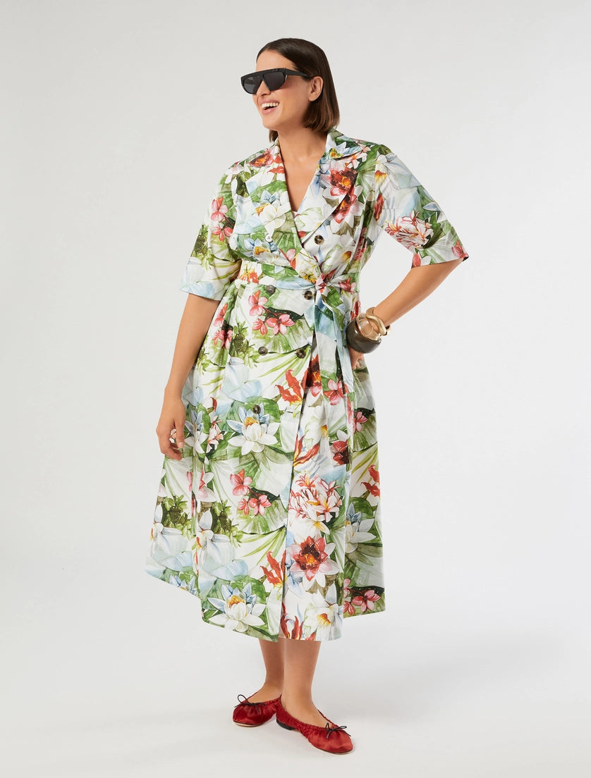 marina rinaldi double-breasted poplin dress for woman