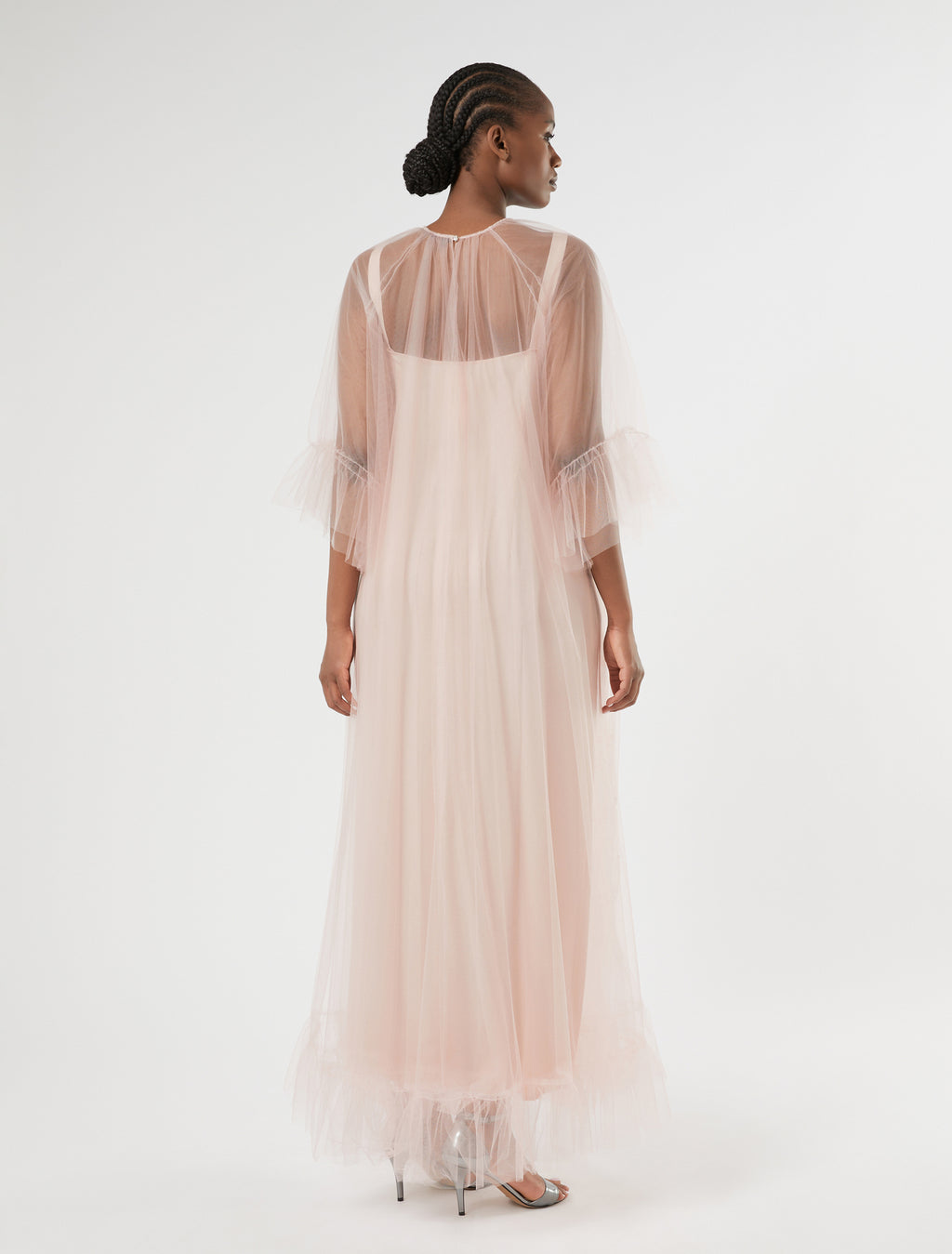 Floral-detail tulle dress