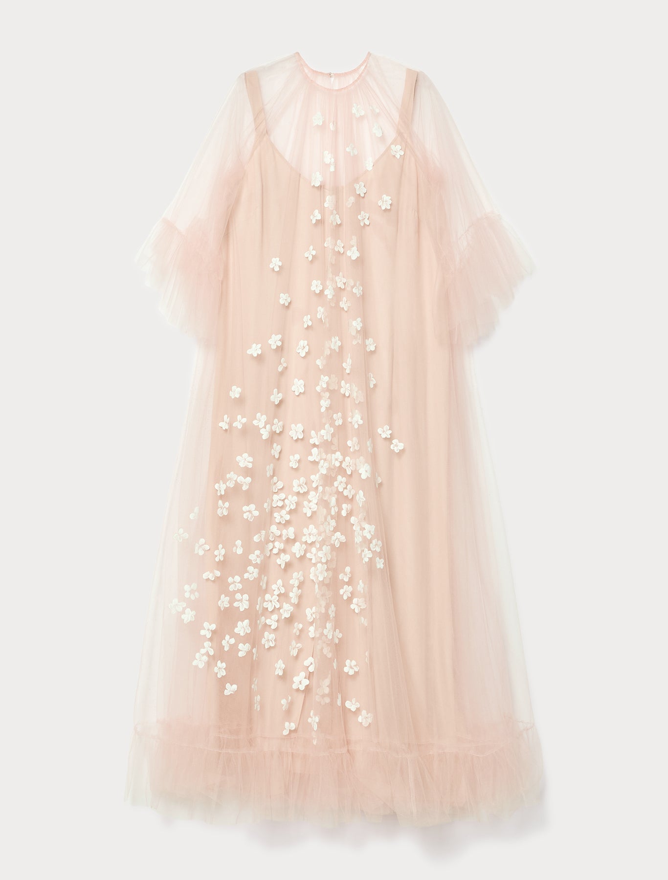 Floral-detail tulle dress