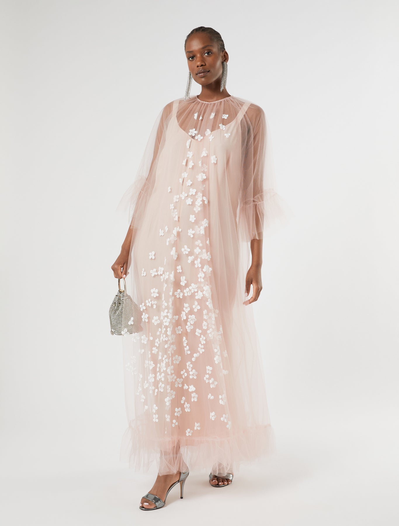 marina rinaldi floral-detail tulle dress for woman