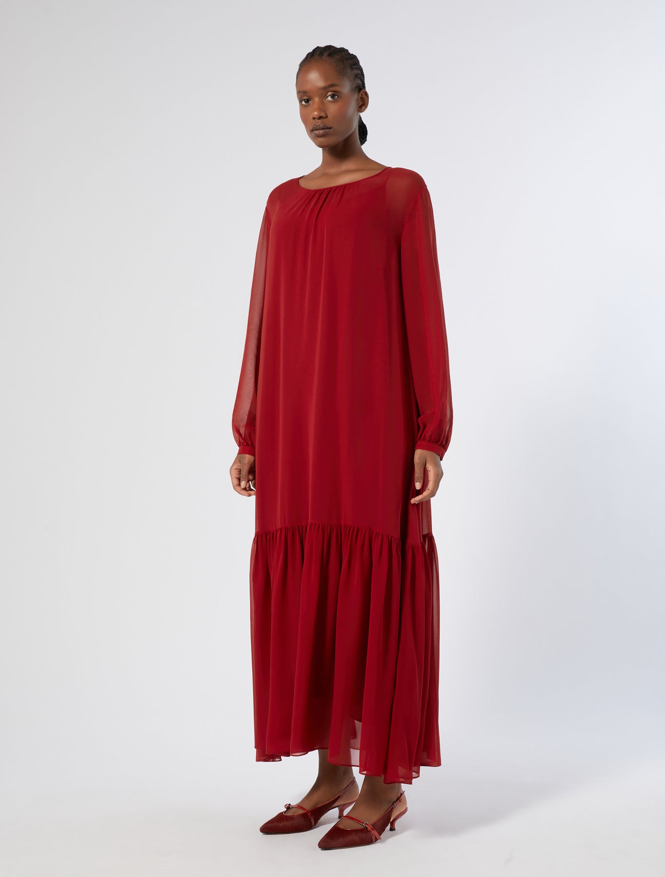 Long silk georgette dress