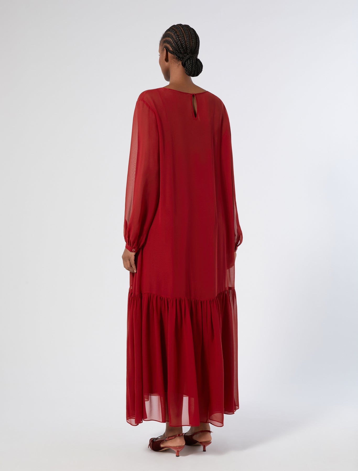 Long silk georgette dress