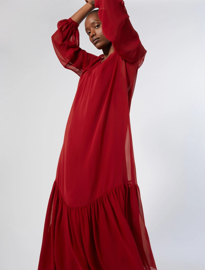 Long silk georgette dress