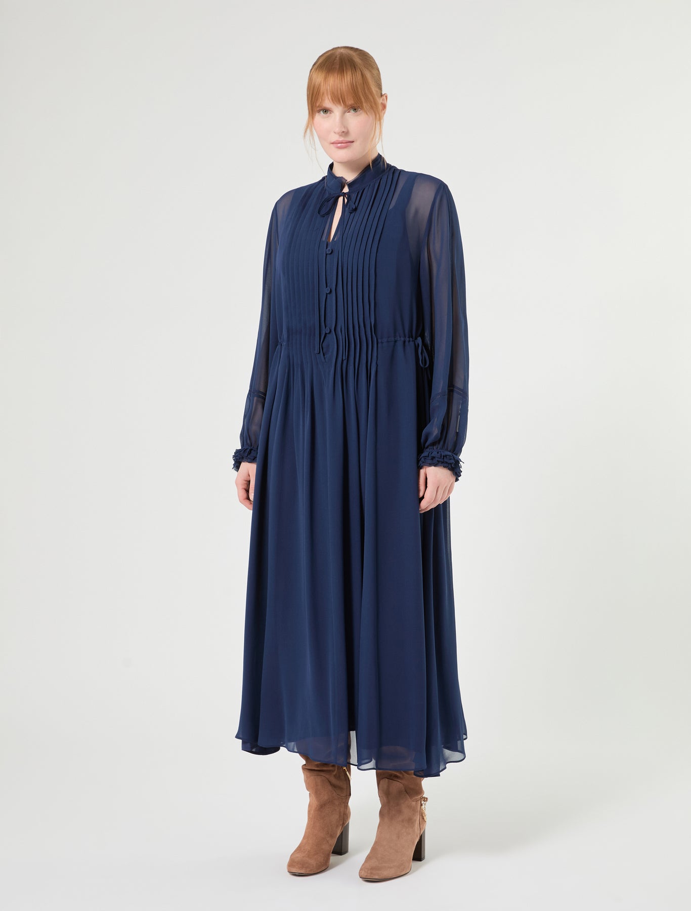 Marina Rinaldi long silk georgette dress for woman
