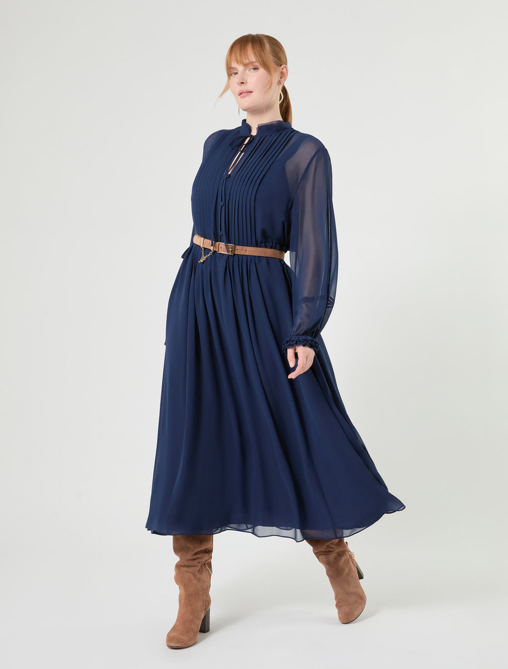 Marina Rinaldi long silk georgette dress for woman