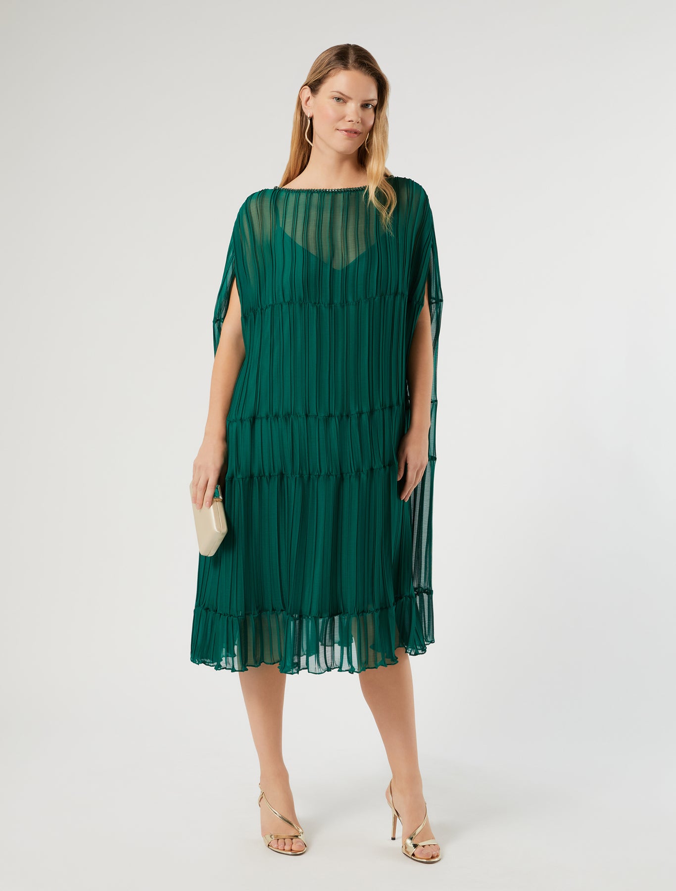 Marina Rinaldi pleated georgette dress for woman