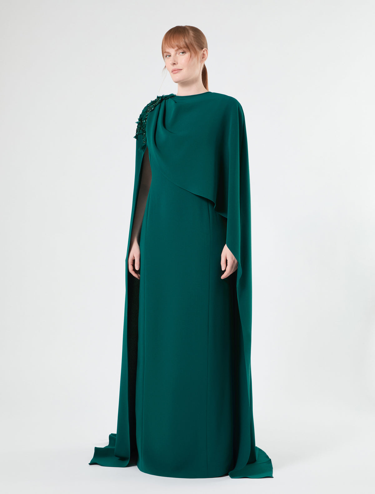 Marina Rinaldi cady dress with embroidered cape for woman