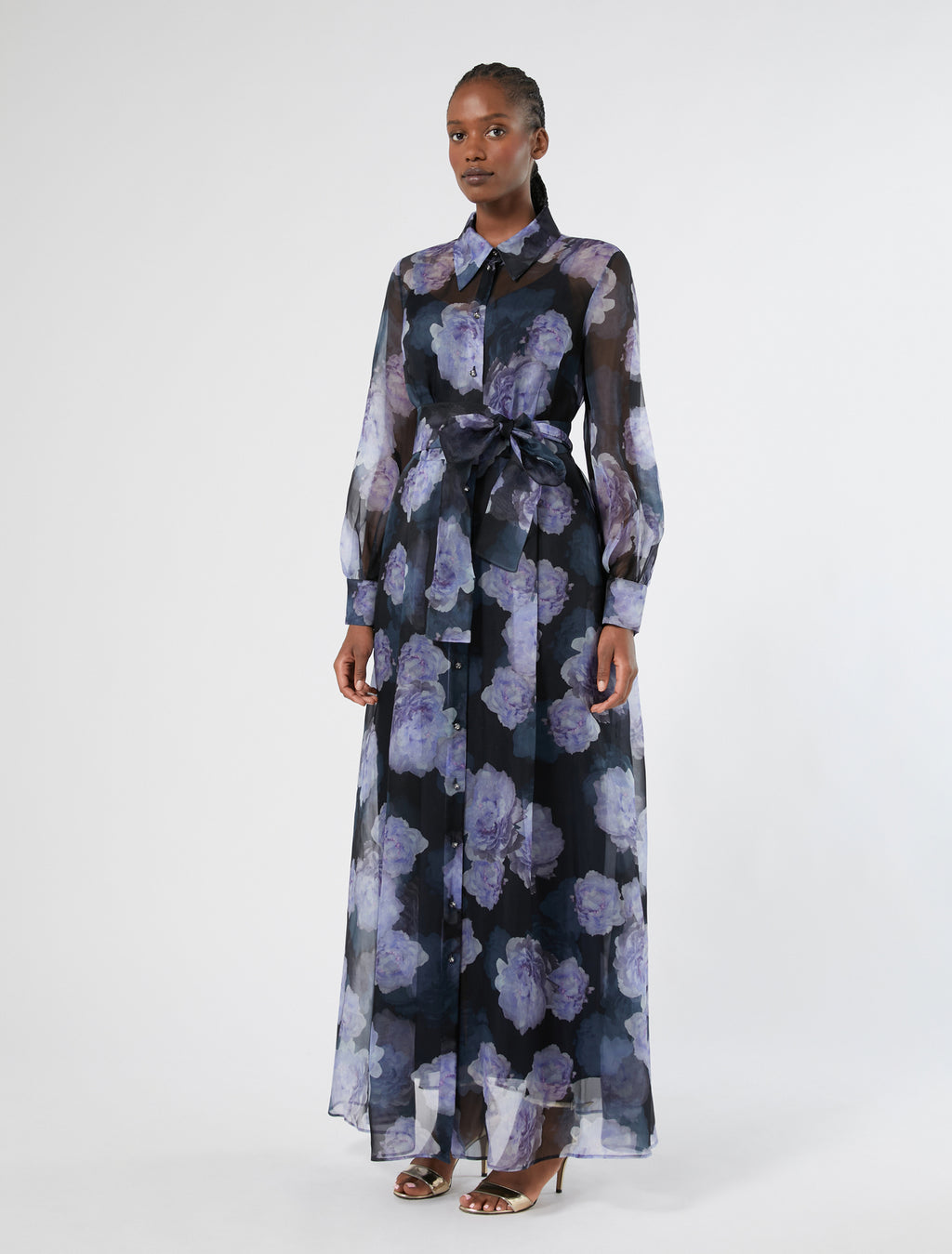 Silk organza shirt dress