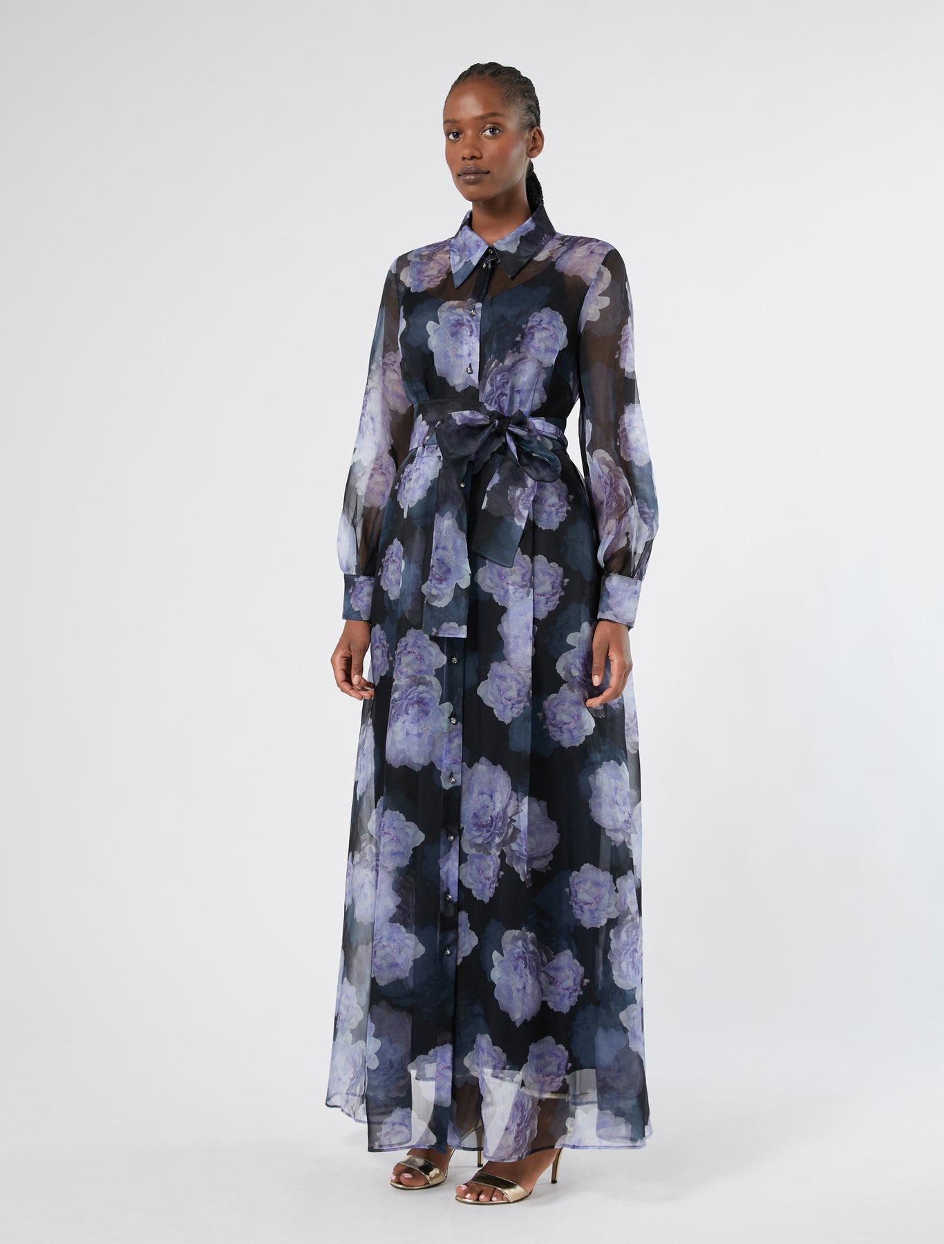 Silk organza shirt dress