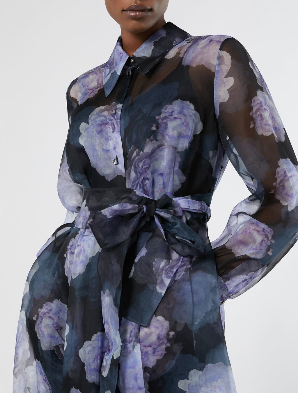 Silk organza shirt dress