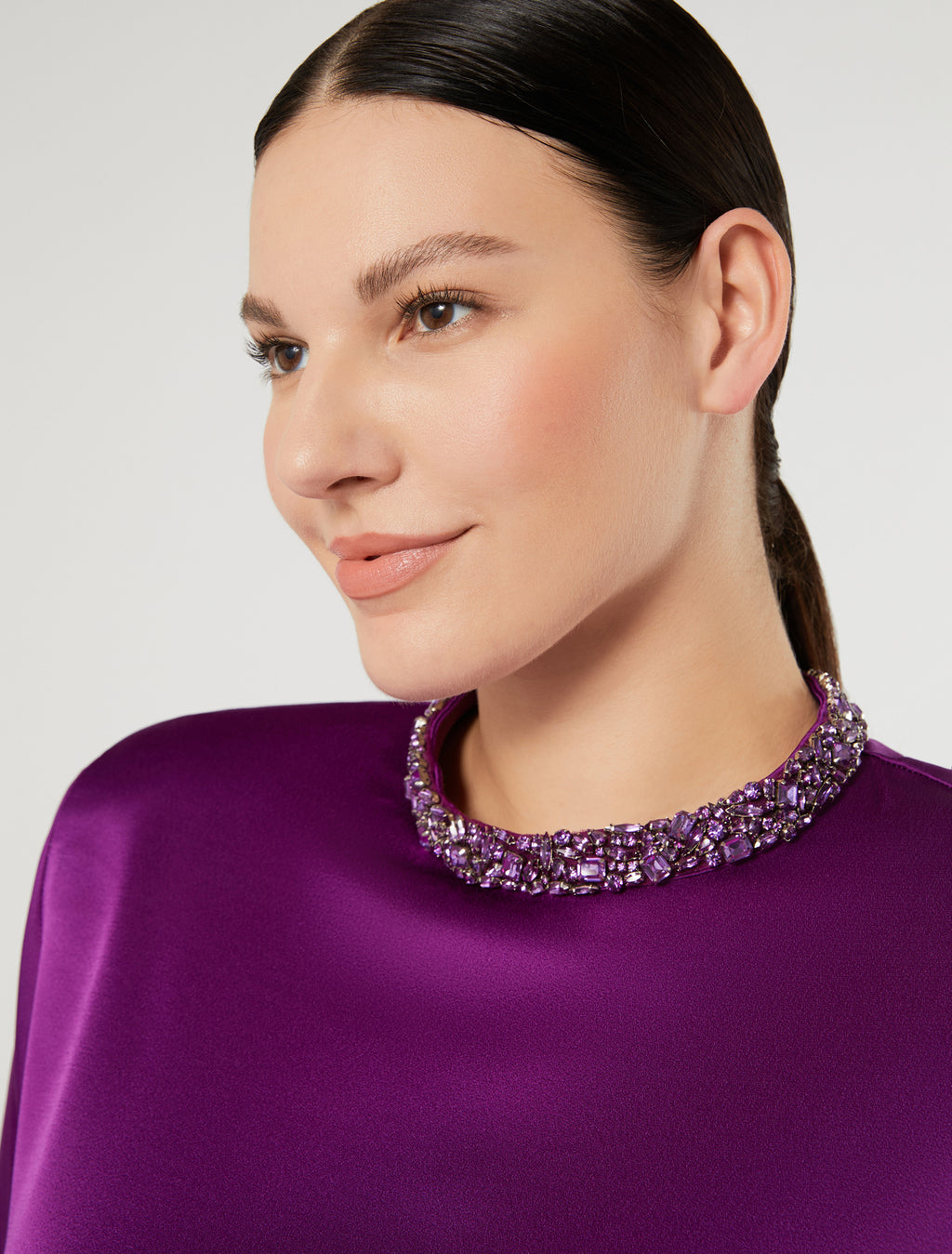 Marina Rinaldi shiny envers satin dress for woman