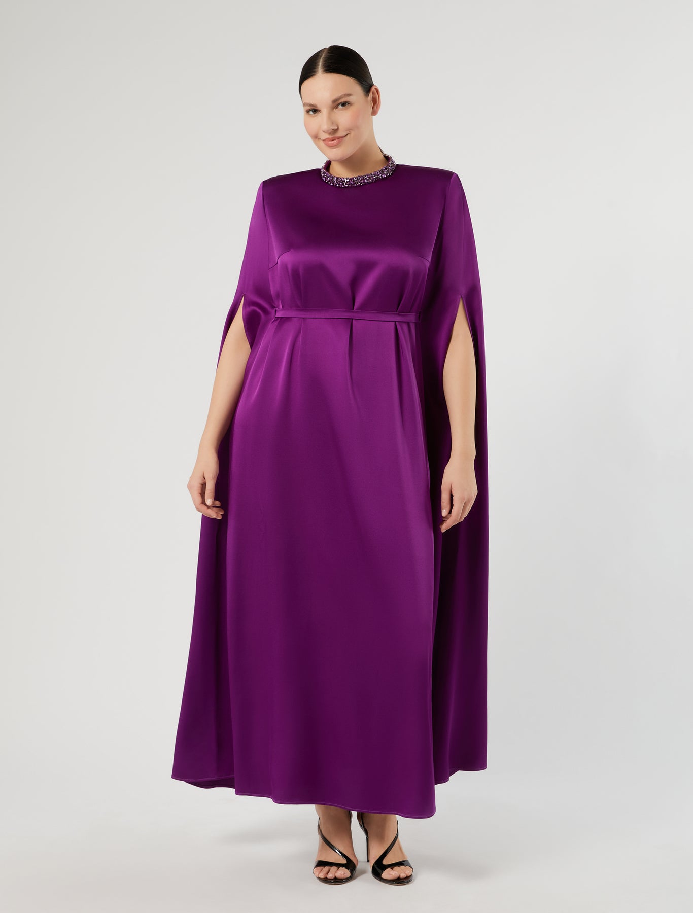 Marina Rinaldi shiny envers satin dress for woman