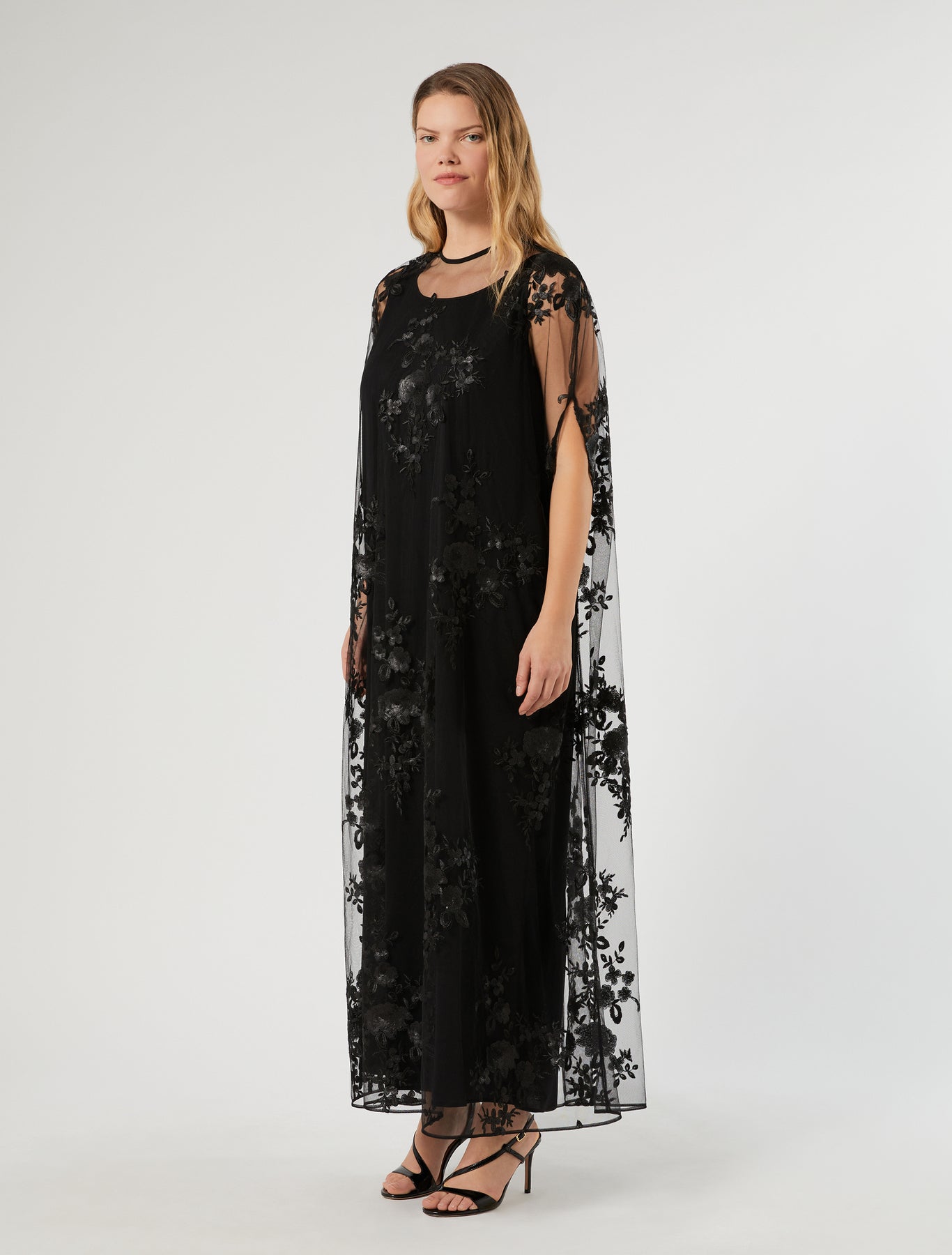 Marina Rinaldi embroidered tulle dress for woman