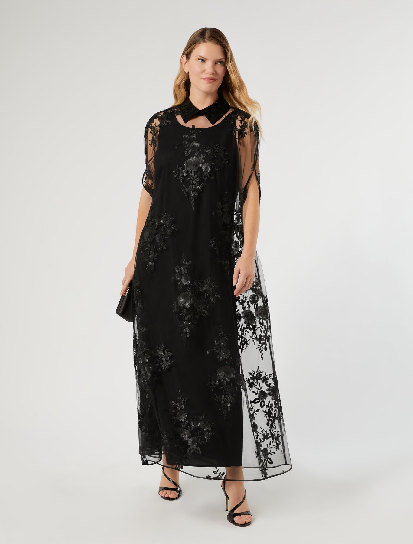 Marina Rinaldi embroidered tulle dress for woman