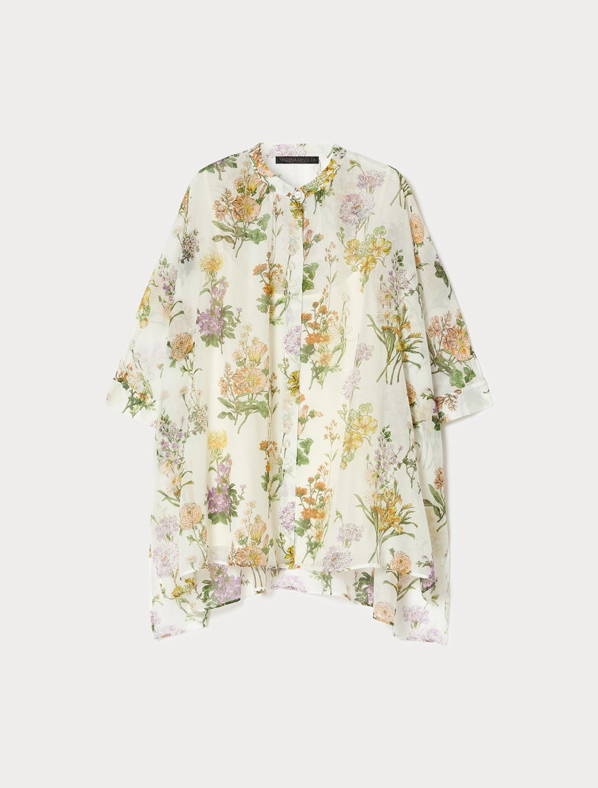 marina rinaldi cotton and silk voile tunic for woman