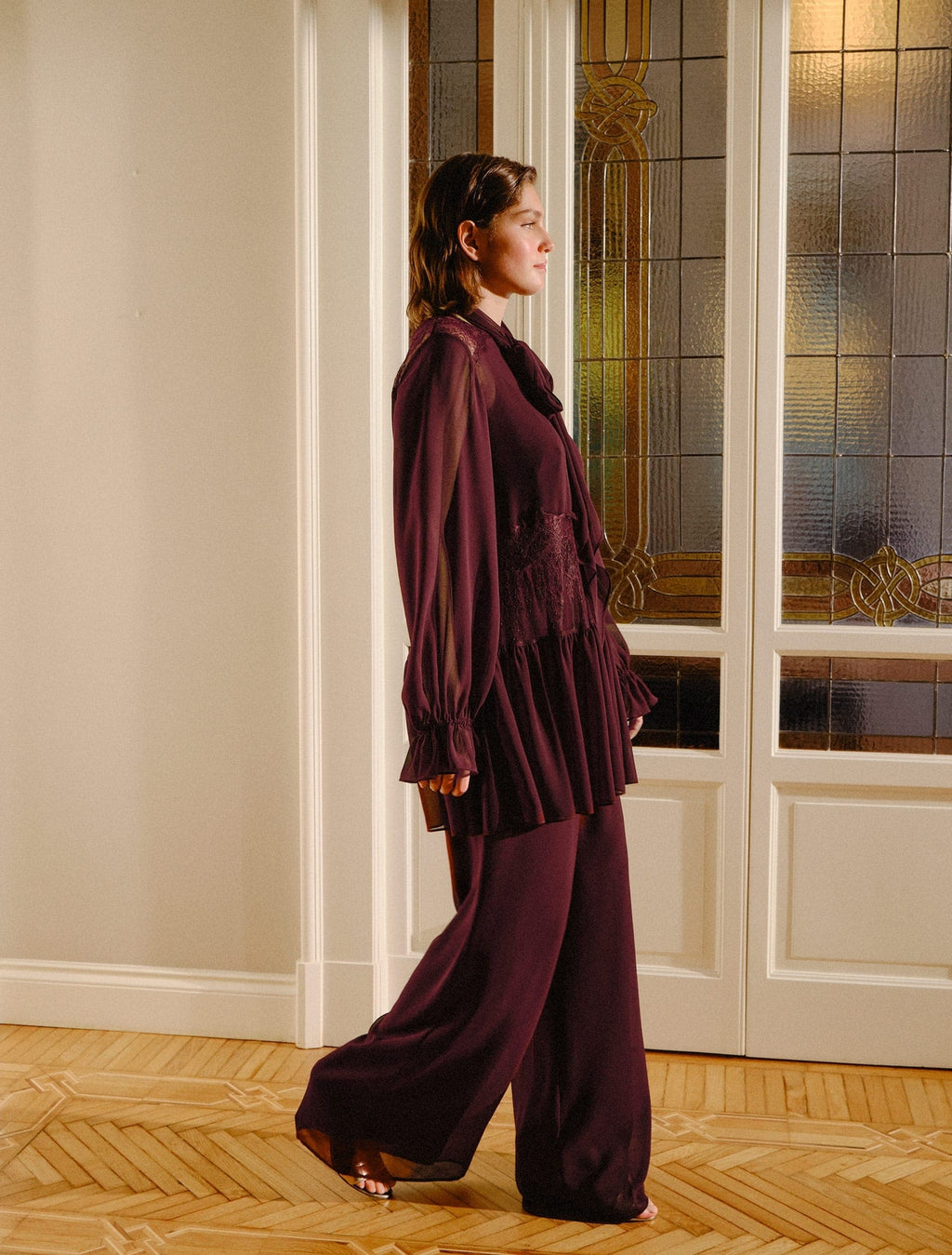 Georgette and lace tunic