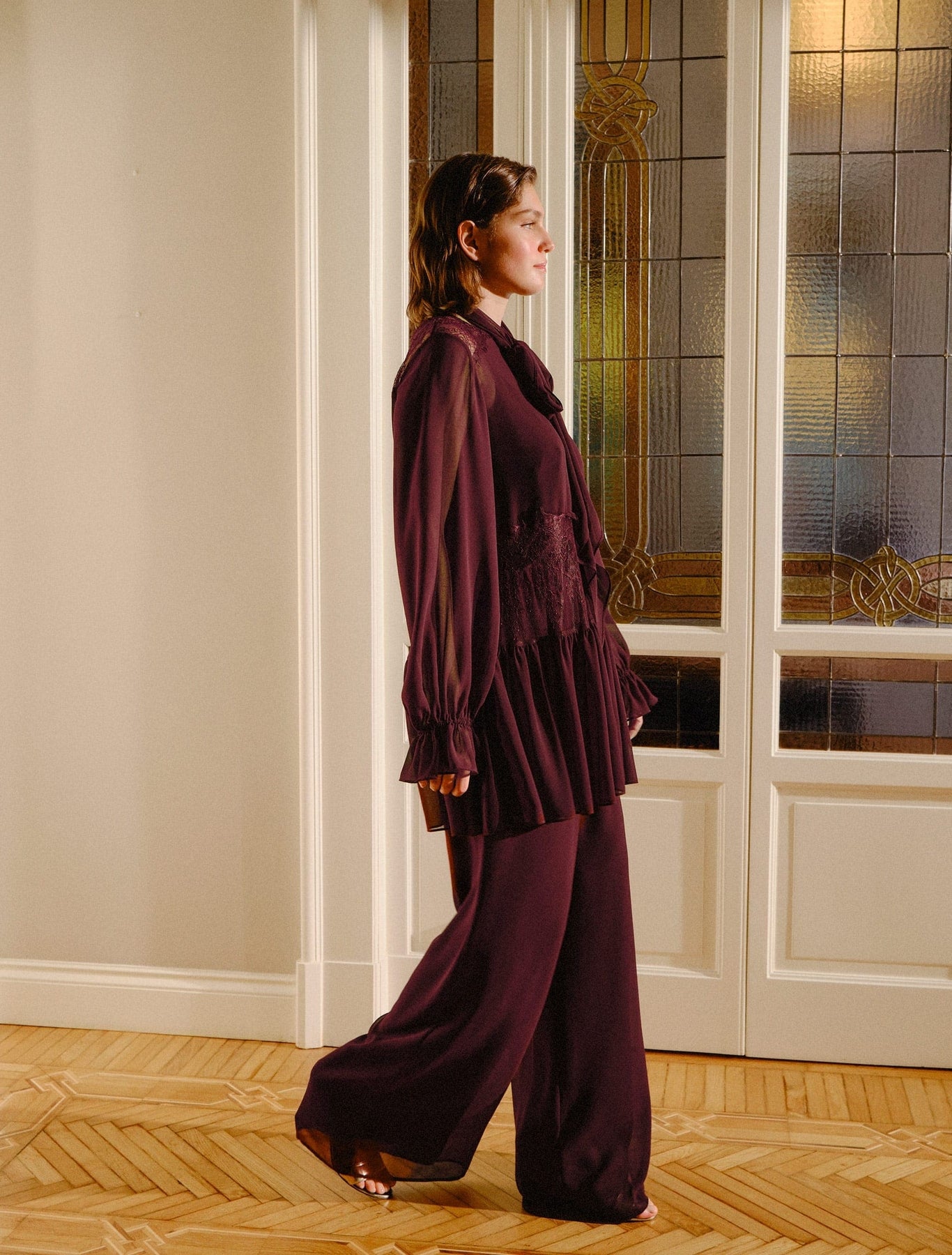 Georgette and lace tunic