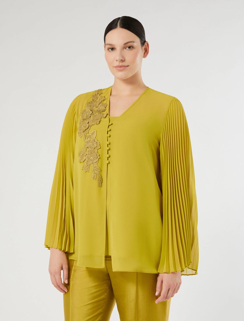Crepe georgette tunic with macramé detail