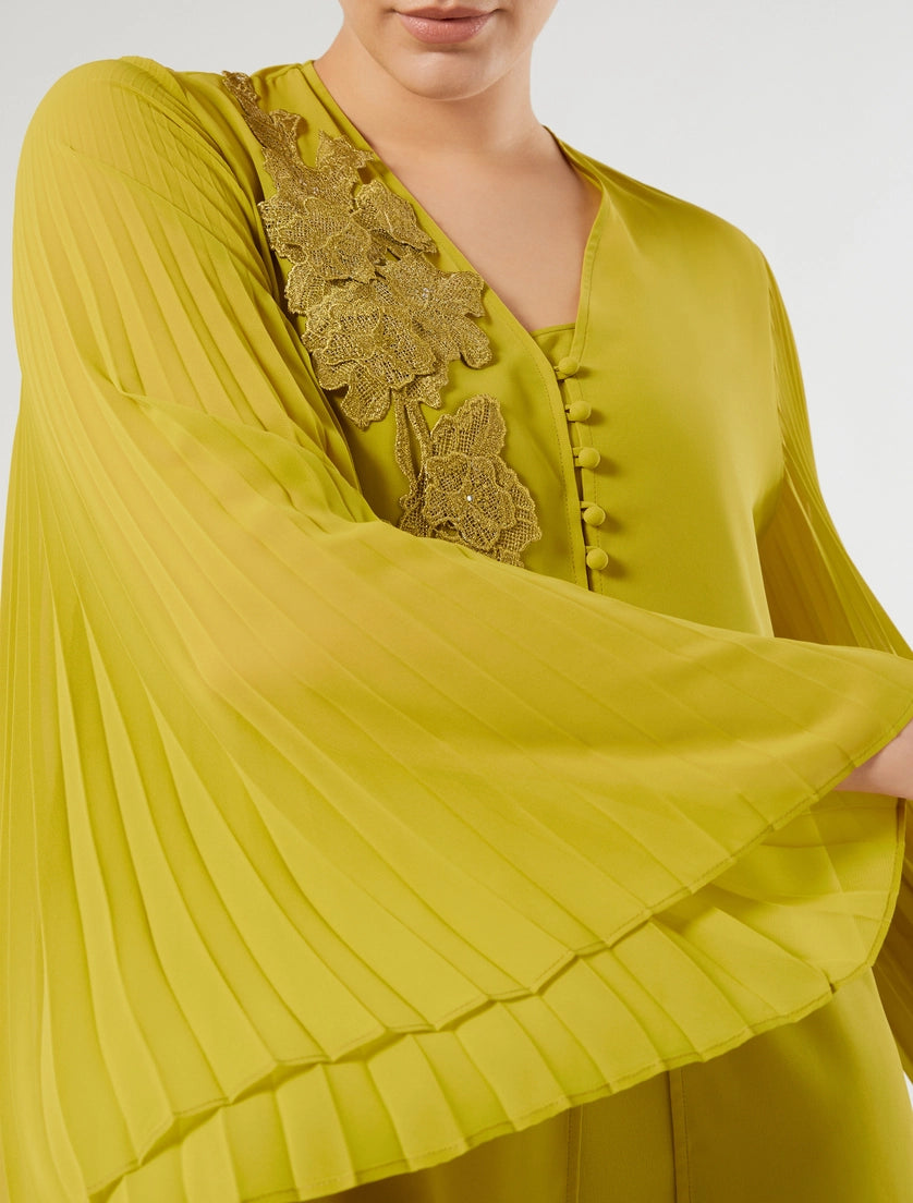 Crepe georgette tunic with macramé detail