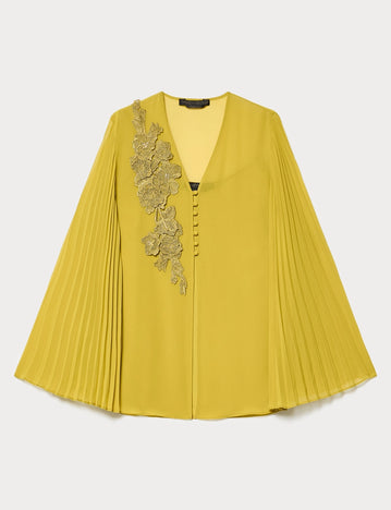 Crepe georgette tunic with macramé detail