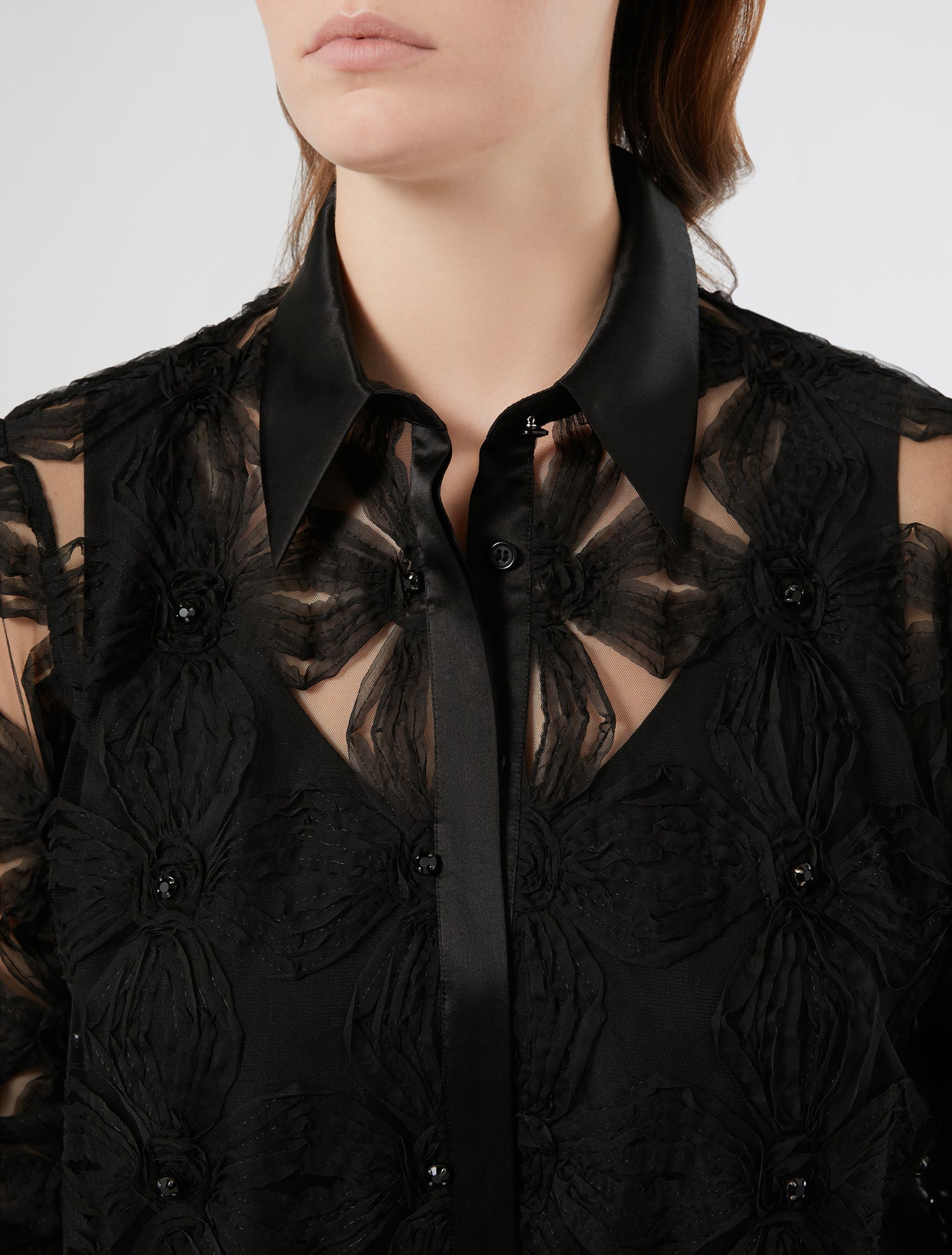 Embroidered tulle shirt