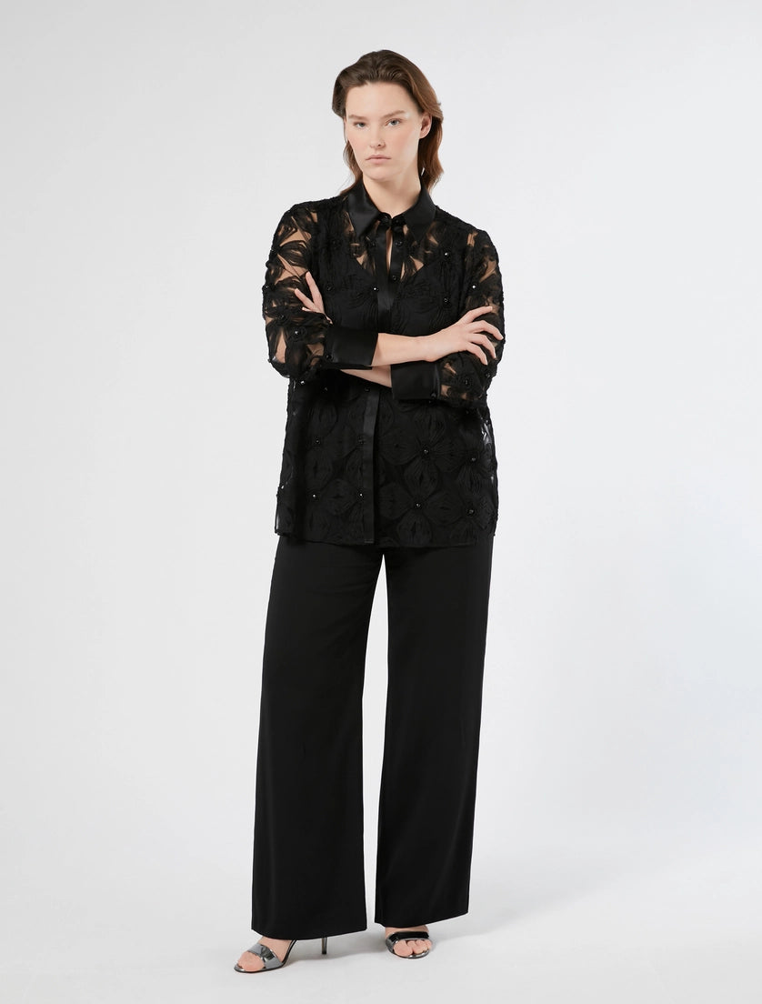 Embroidered tulle shirt