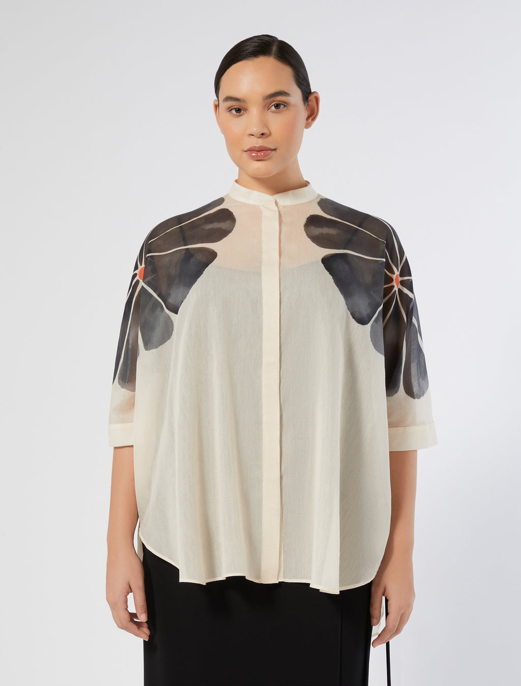 Cotton and silk voile tunic