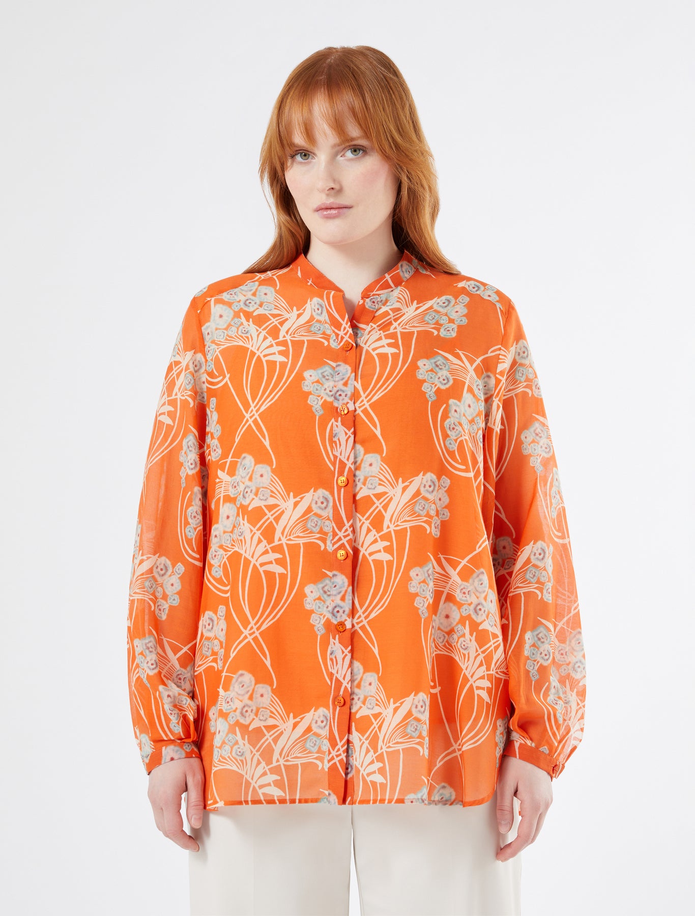 Cotton and silk voile tunic