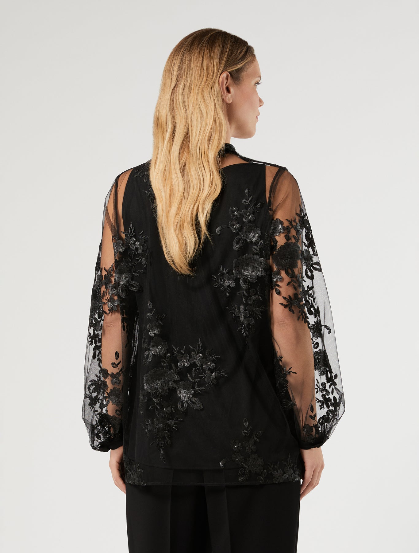 Marina Rinaldi embroidered tulle blouse for woman
