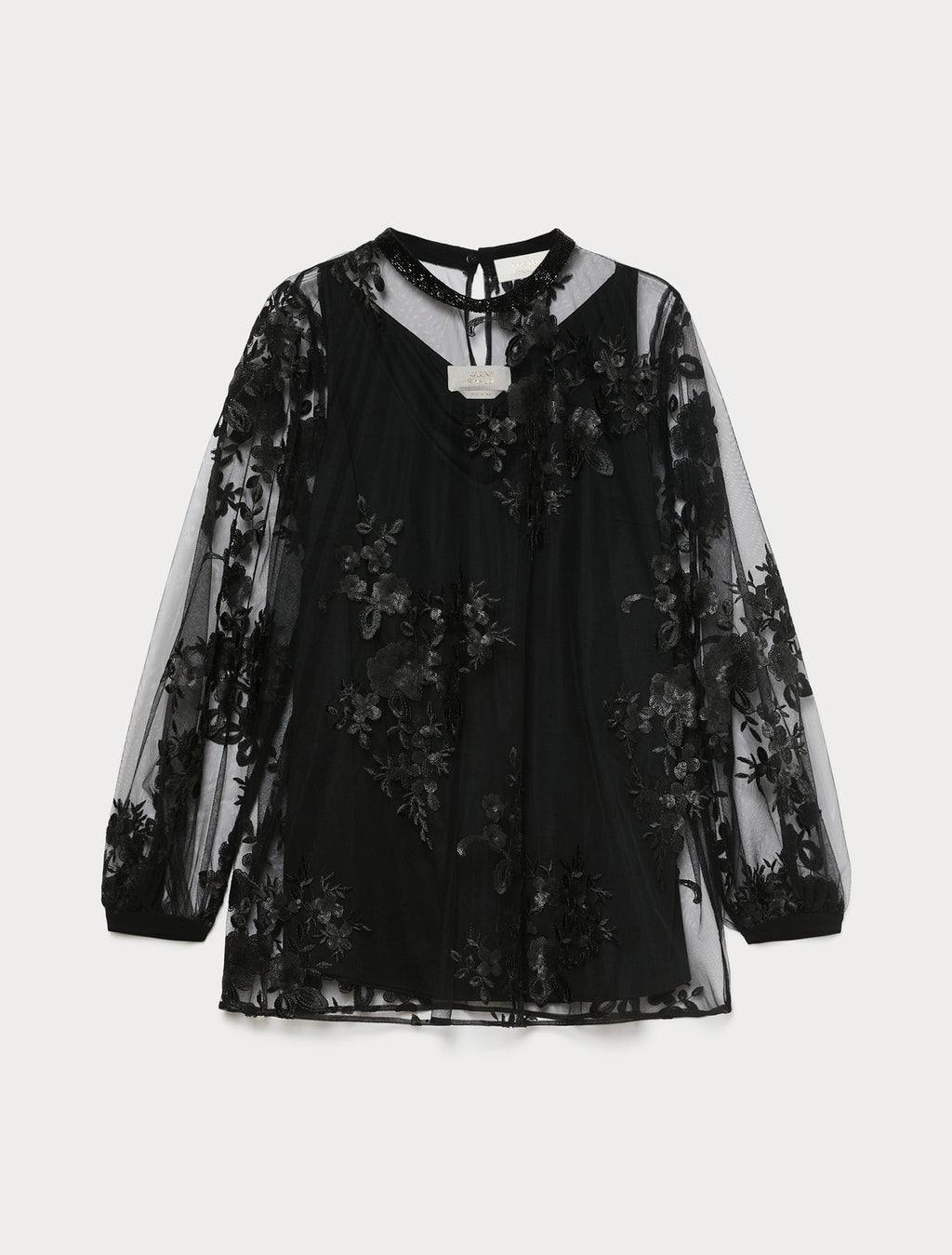 Marina Rinaldi embroidered tulle blouse for woman
