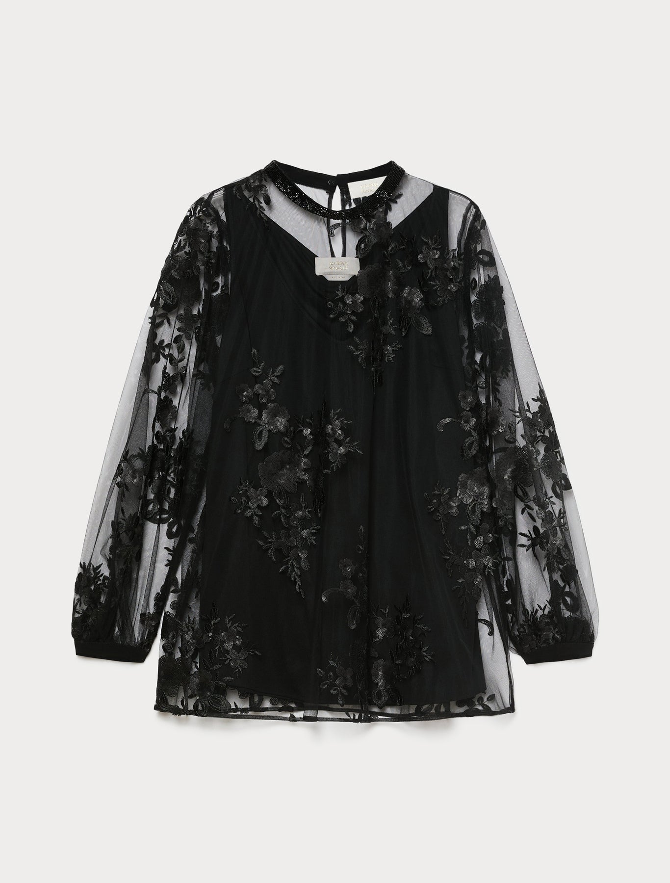 Marina Rinaldi embroidered tulle blouse for woman