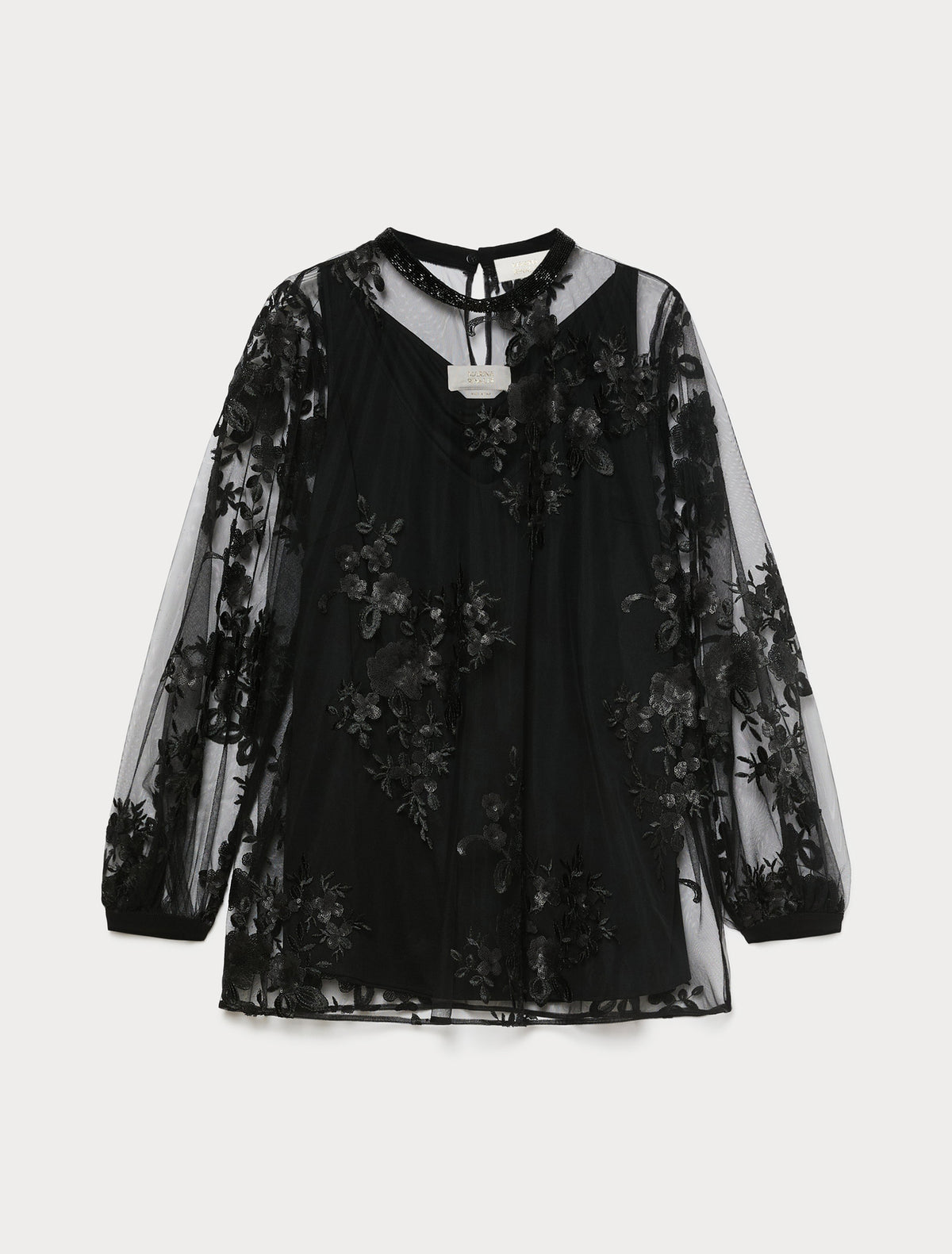 Marina Rinaldi embroidered tulle blouse for woman
