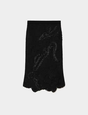 Macramé-embroidered skirt
