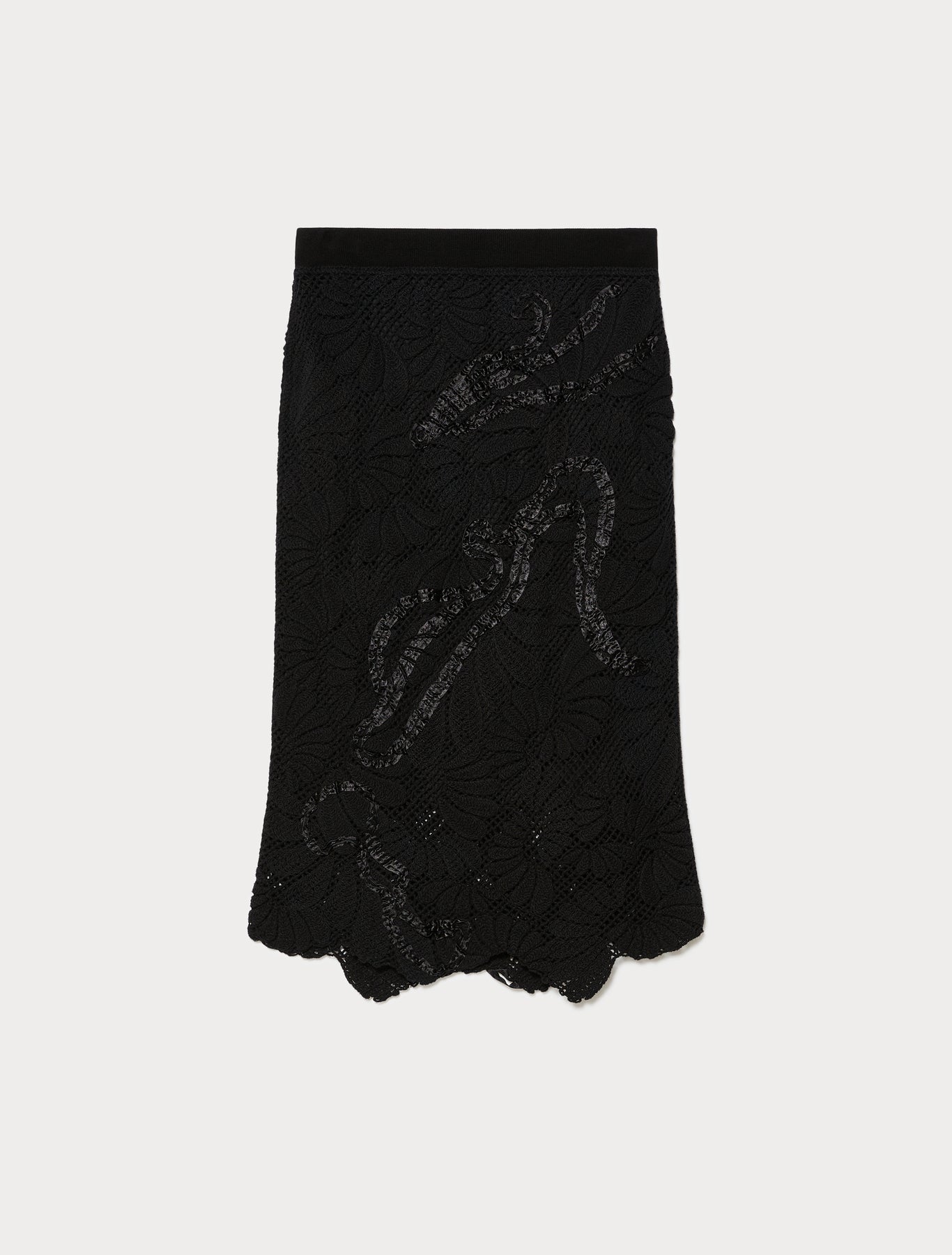 Macramé-embroidered skirt