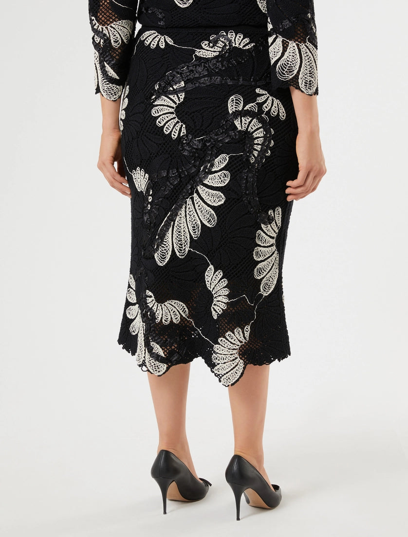 Macramé-embroidered skirt