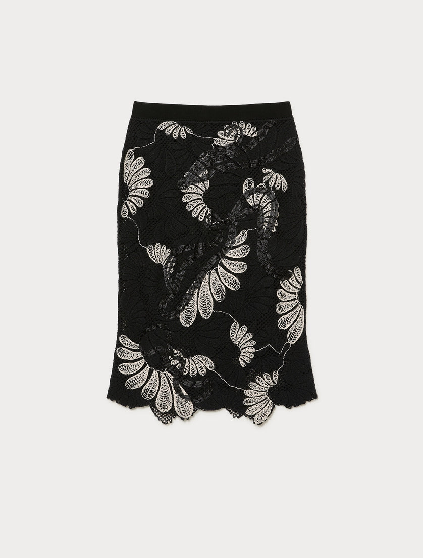 Macramé-embroidered skirt