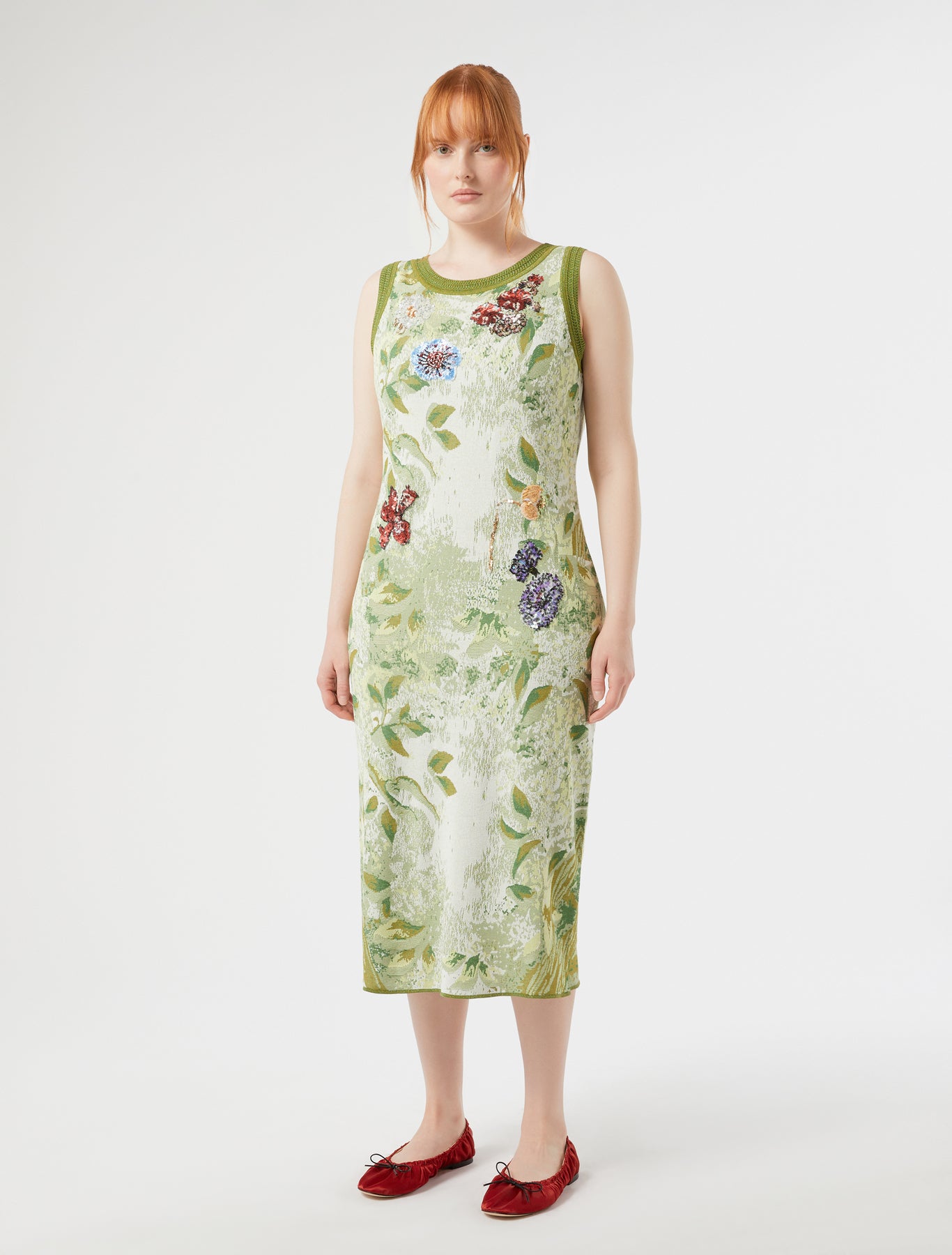marina rinaldi embroidered jacquard dress for woman