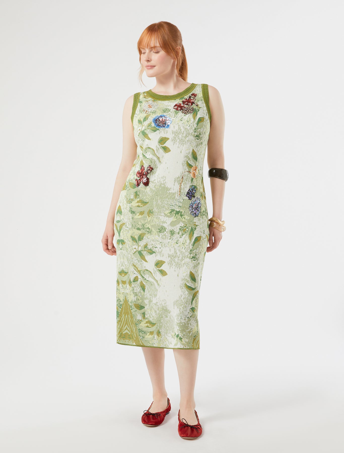 marina rinaldi embroidered jacquard dress for woman