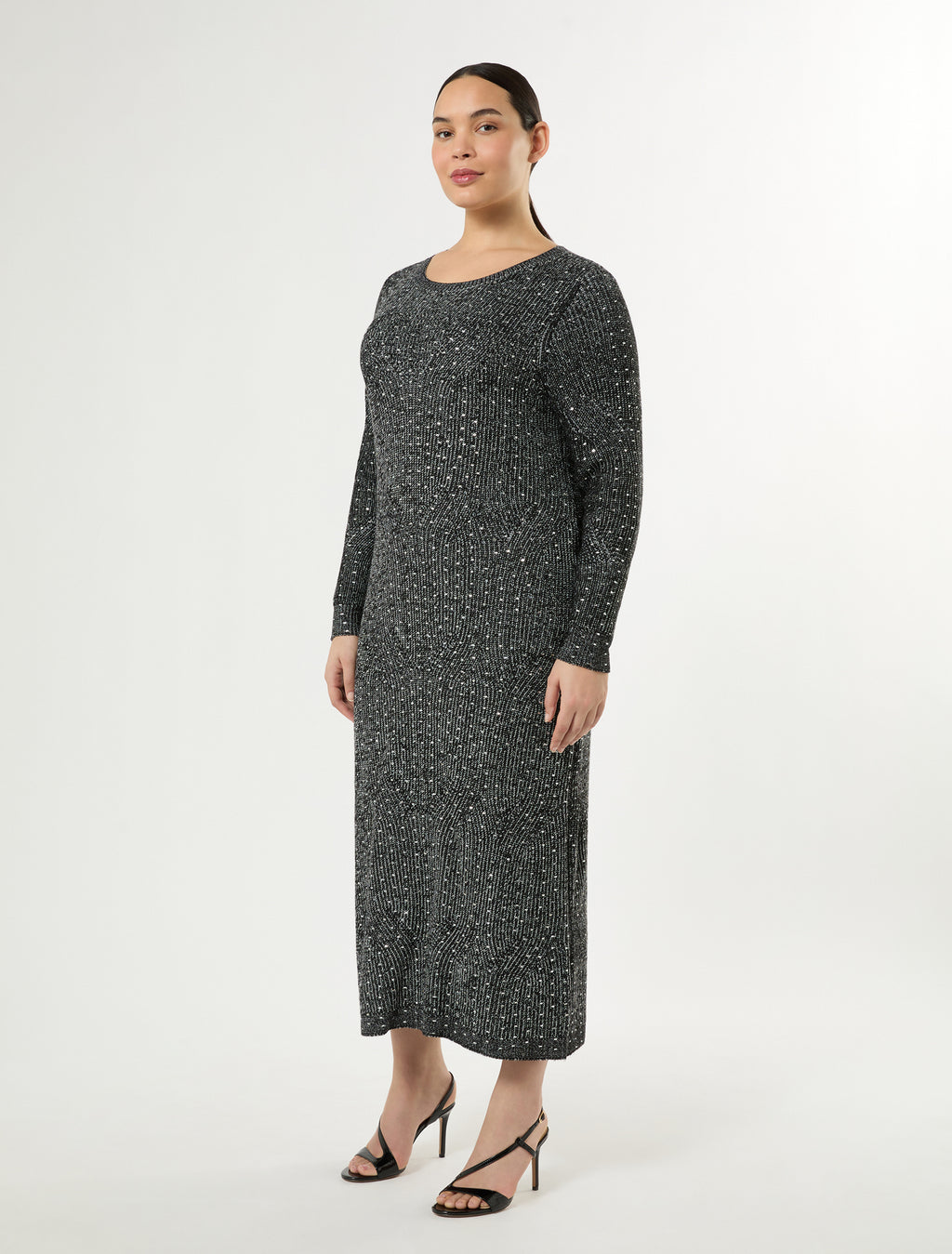 Marina Rinaldi knit dress with rhinestones for woman